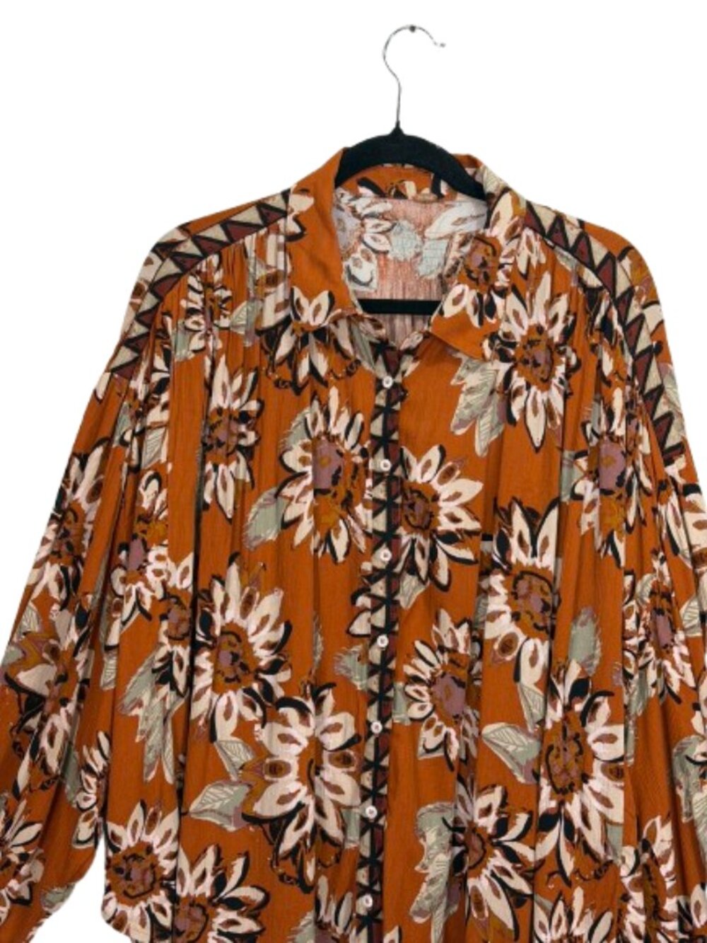 Free People Good Vibrations Printed Blouse Size L - Picture 4 of 10